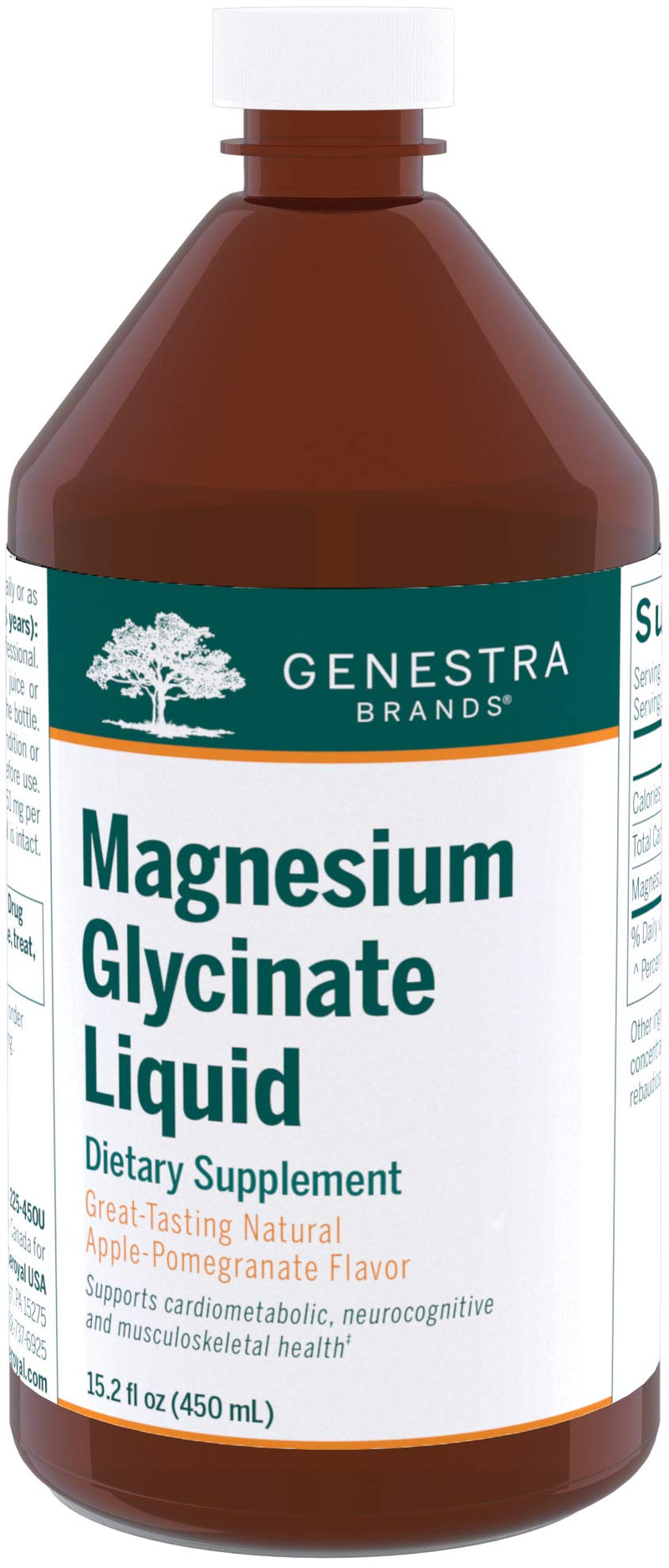 Genestra Brands Magnesium Glycinate Liquid – Apple Pomegranate Flavor, Supports Muscle Function & Metabolism