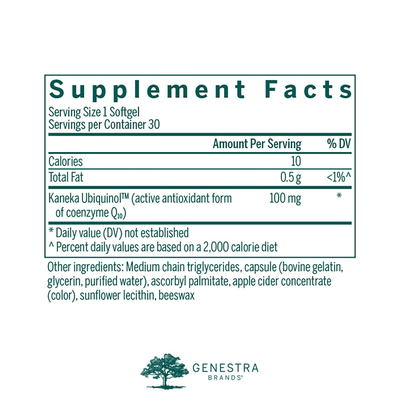 Genestra Brands Ubiquinol 100mg - Antioxidant Support - 30 Capsules