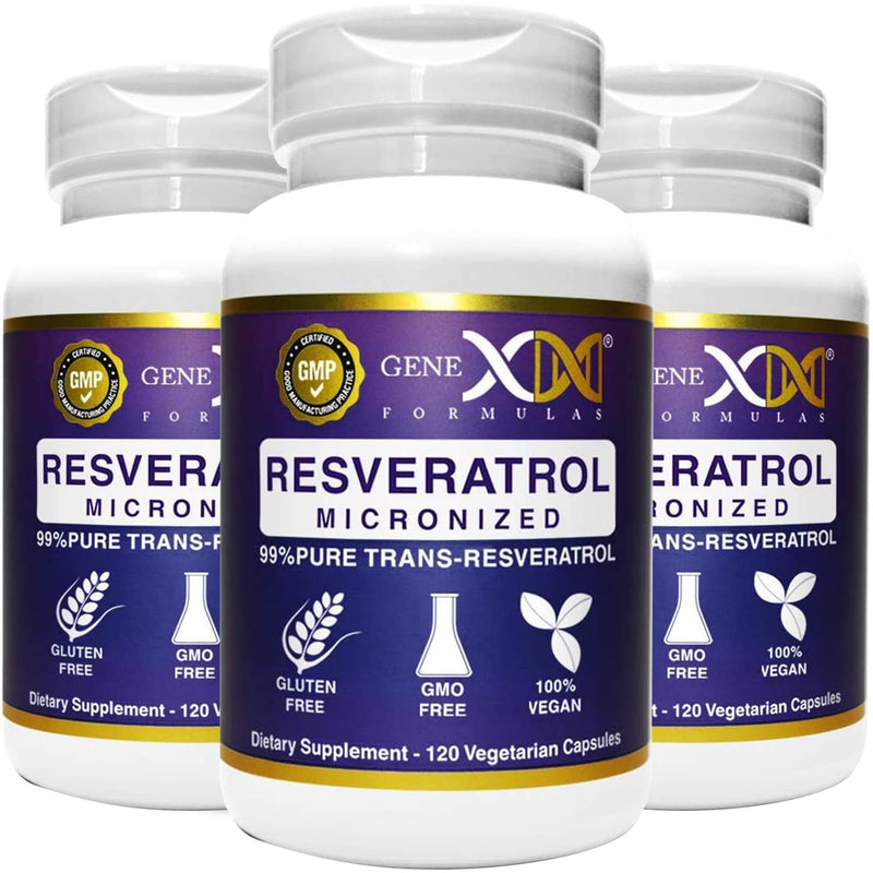 Genex Formulas 99% Micronized Trans-Resveratrol 1000mg + BioPerine, 120 Capsules