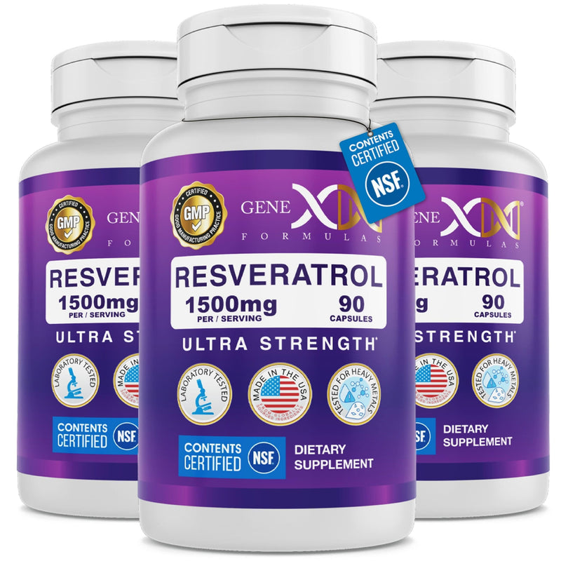 Genex Formulas 1500mg Resveratrol + BioPerine (3 Pack) | Trans-Resveratrol from Japanese Knotweed