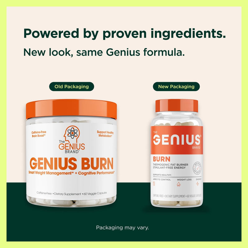 Genius Burn Thermogenic Fat Burner - 60 Diet Veggie Pills for Metabolism, Focus & Appetite Control