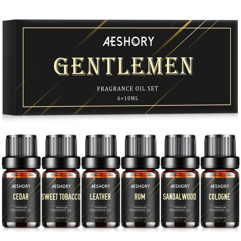 Gentlemen's Essential Oils Set – 6x10ml Fragrance Oils for Candle & Diffuser
