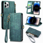 Geometric Zipper Wallet Side Buckle Leather Phone Case, For iPhone 14 Pro Max, For iPhone 7 / 8 / SE 2022, For iPhone 13 Pro Max, For iPhone 13 Pro - InStock