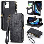 Geometric Zipper Wallet Side Buckle Leather Phone Case, For iPhone 14 Pro Max, For iPhone 7 / 8 / SE 2022, For iPhone 13 Pro Max, For iPhone 13 Pro - InStock