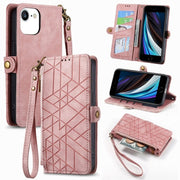 Geometric Zipper Wallet Side Buckle Leather Phone Case, For iPhone 14 Pro Max, For iPhone 7 / 8 / SE 2022, For iPhone 13 Pro Max, For iPhone 13 Pro - InStock