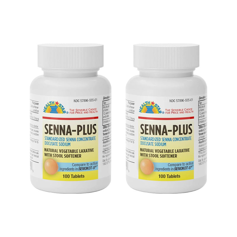 GeriCare Senna Plus Natural Laxative with Stool Softener – 200 Tablets (Pack of 2)