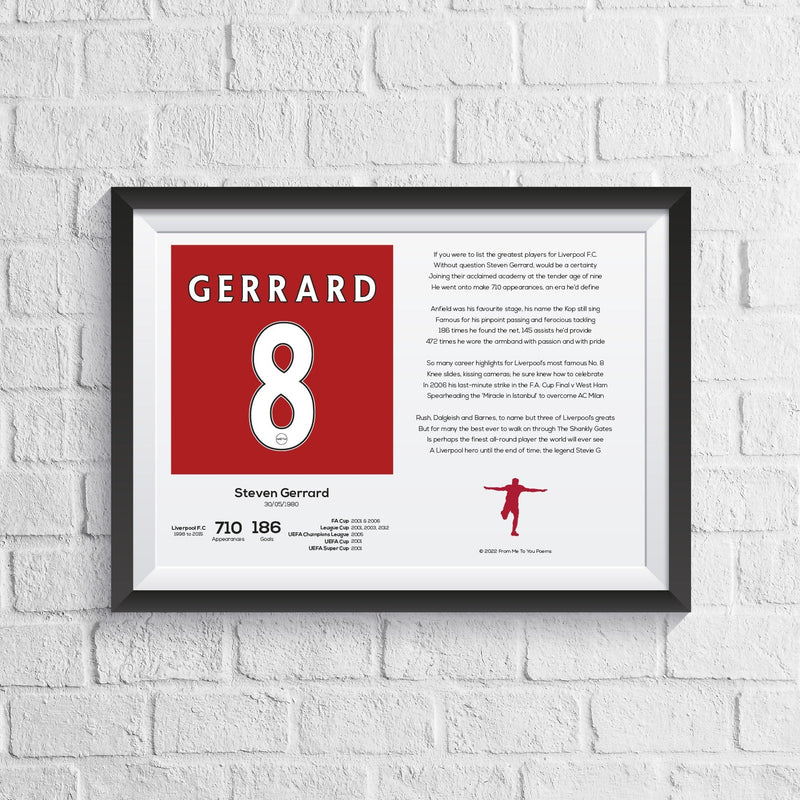 Steven Gerrard Stats & Poem Print