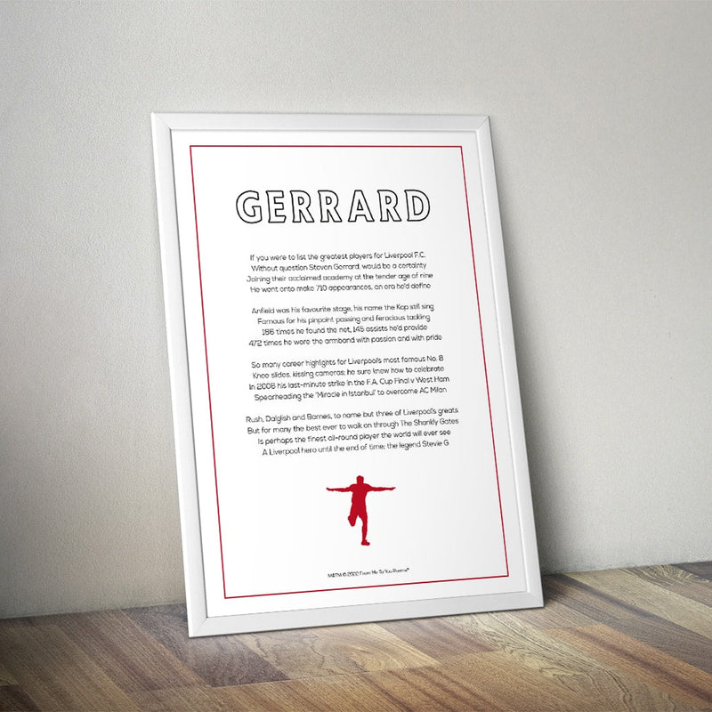 Steven Gerrard Liverpool Poem Print