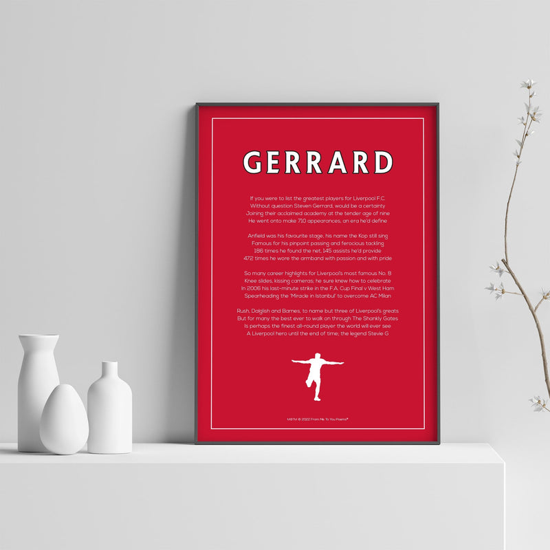 Steven Gerrard Liverpool Poem Print