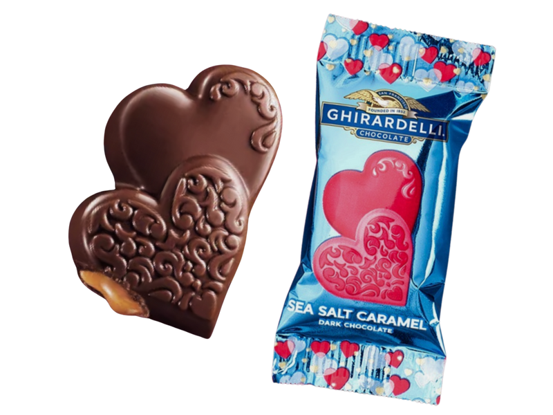 Ghirardelli Salted Caramel Dark Chocolate Duo Hearts - InStock