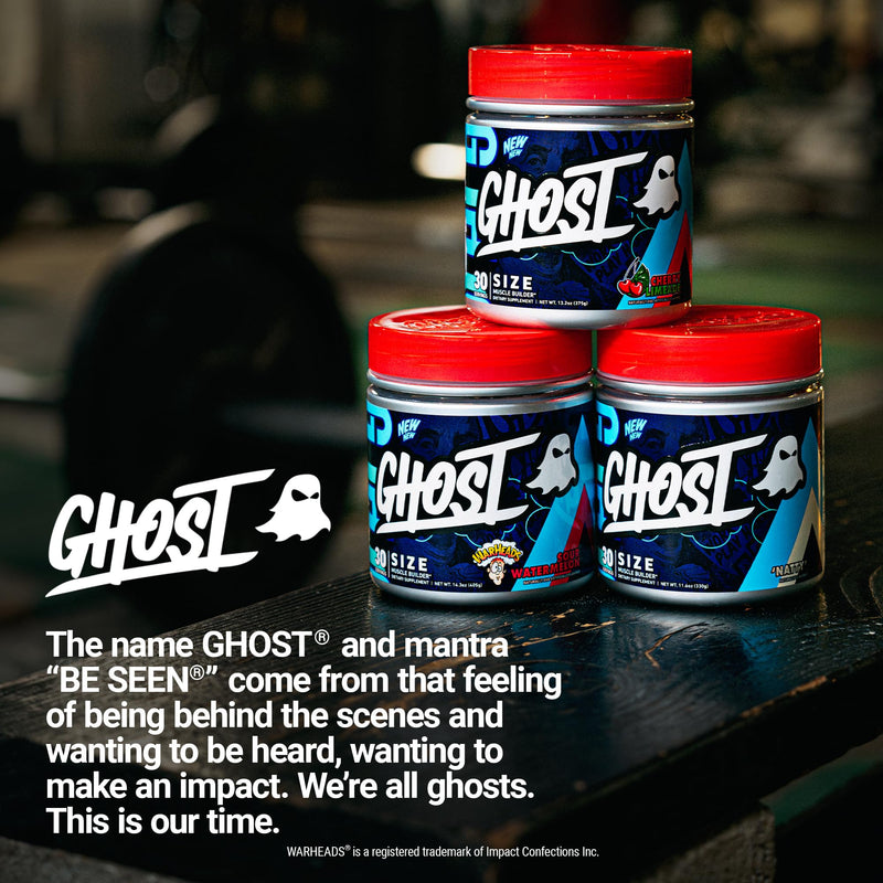 GHOST Size V3 Muscle Builder - Warheads Sour Watermelon, 30 Servings | Creatine, Betaine, Sugar-Free, Gluten-Free