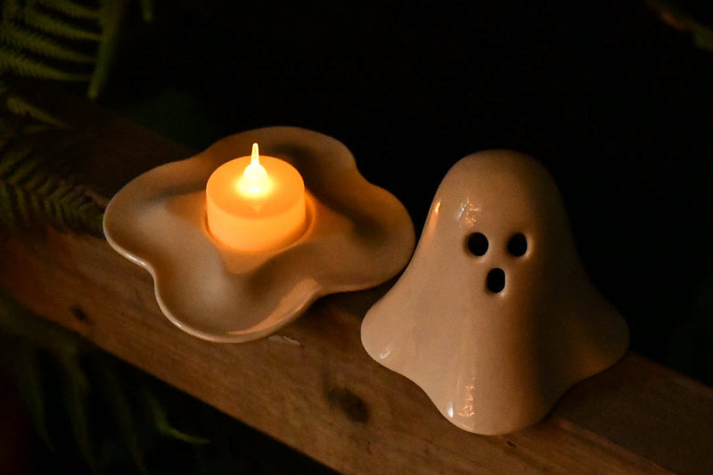 Ghost Tealight Holder (Unique tealight holder designed for halloween, translucent while lighting in the dark)
