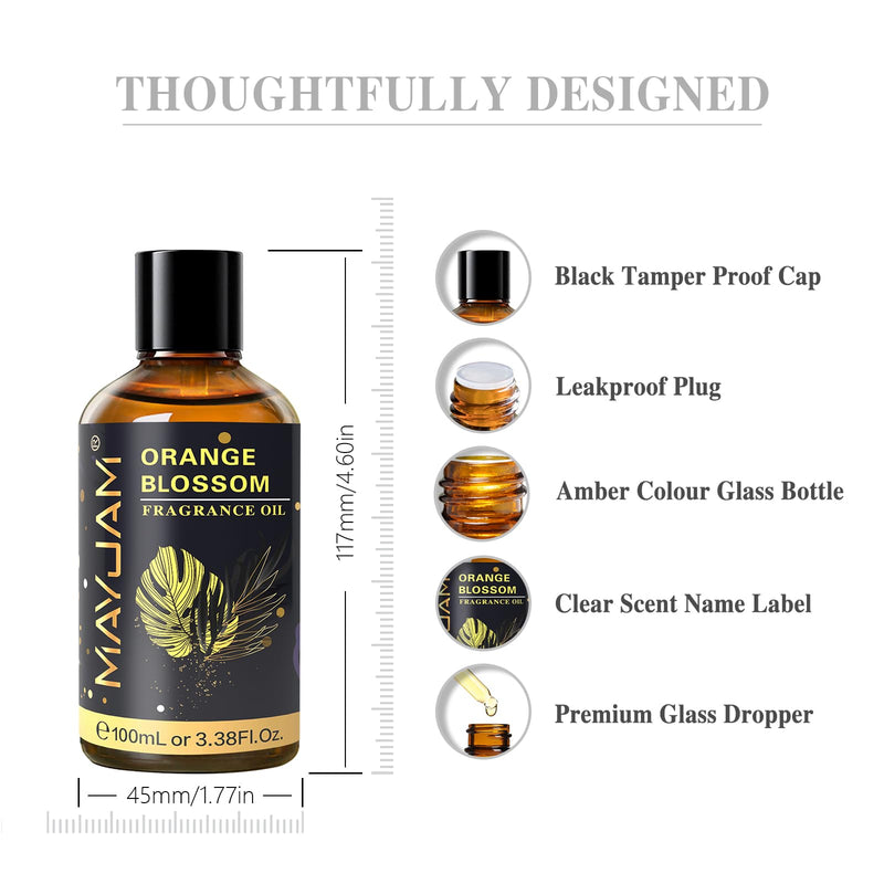 MAYJAM 100ML Orange Blossom Fragrance Oil with Glass Dropper – Diffuser & DIY Soap Candle Making