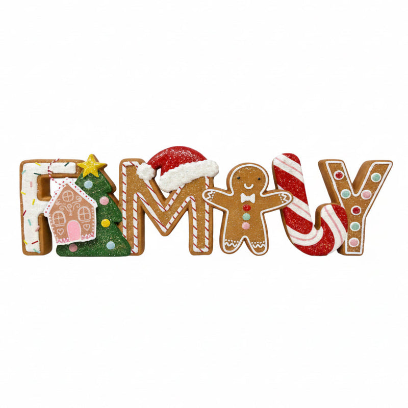 Gingerbread family slogan decoration