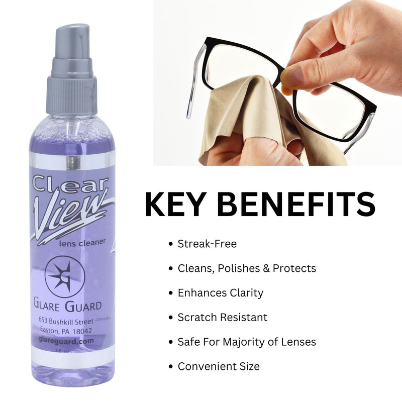 Glare Guard Clear View Lens Cleaner - Anti-Streak & Anti-Static 4oz