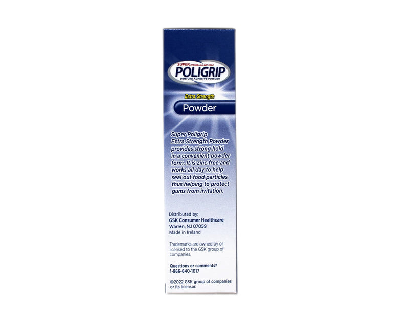 Glaxo Smith Kline Super Poligrip Denture Adhesive Powder – Extra Strength, Zinc-Free (3634227EA)