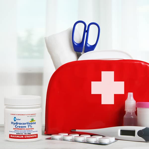 Globe Hydrocortisone 1% Cream with Aloe – 16 oz Maximum Strength Anti-Itch