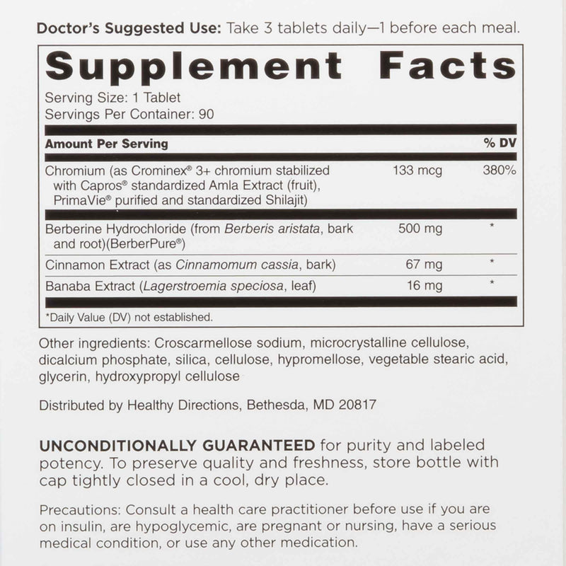 DOCTORS' PREFERRED GlucoGold with Berberine, Cinnamon, Chromium & Banaba Leaf – 90 Tablets