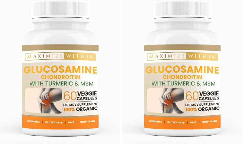 Glucosamine Chondroitin Turmeric MSM for Healthy Joints – 60 Veggie Caps (2-Pack)
