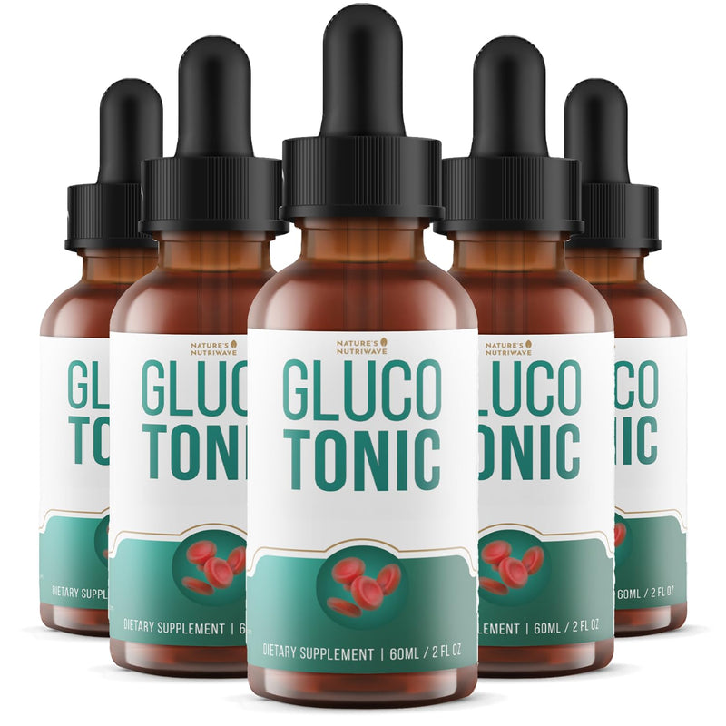 Nature's NutriWave GlucoTonic - Liquid Formula with Chromium & Herbal Extracts | 60ml, 60 Servings | Non-GMO