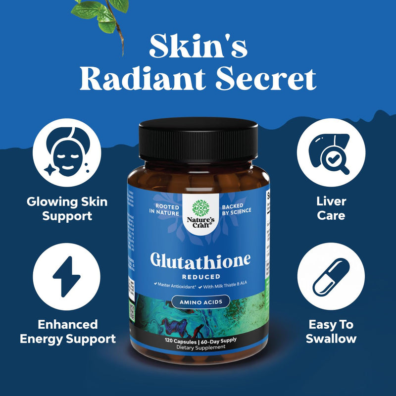 Reduced Glutathione 1000mg with Milk Thistle - 120 Capsules | Skin, Liver & Immune Support
