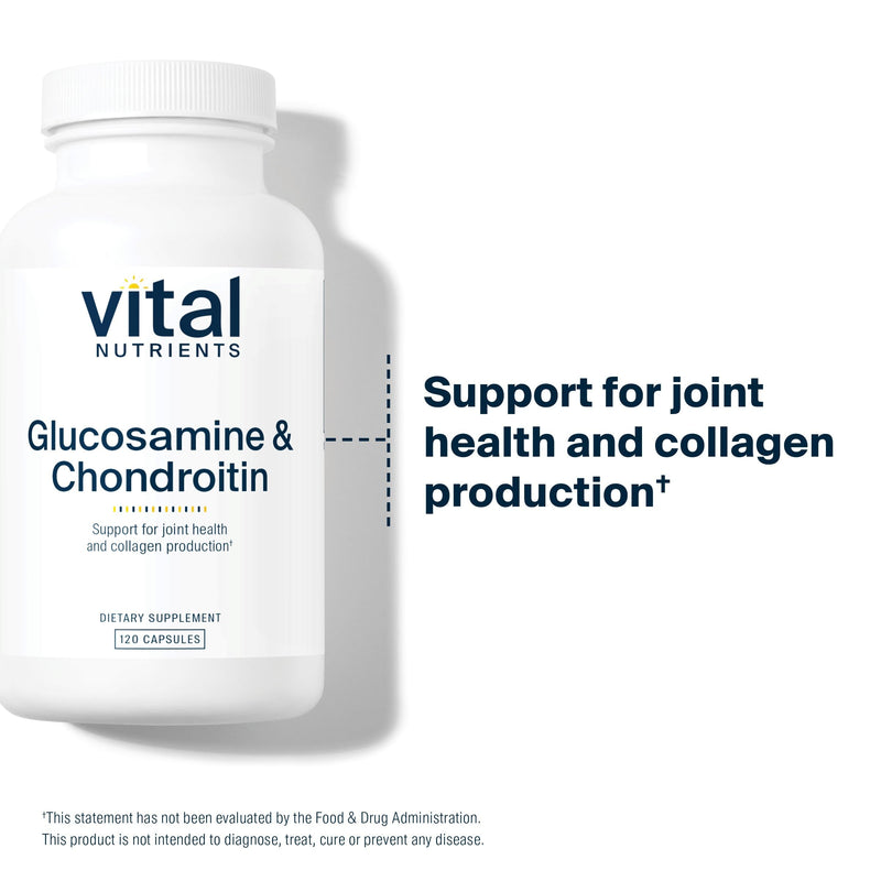 Vital Nutrients Glucosamine & Chondroitin – Joint Support, Cartilage Health, 120 Capsules | Gluten, Dairy, Soy Free | Non-GMO