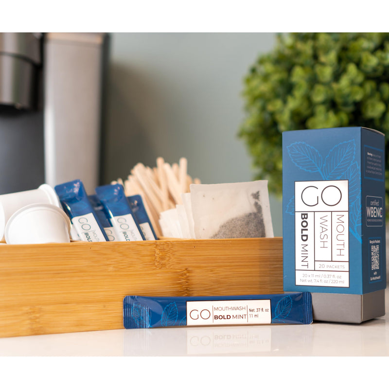 Bold Mint GO Travel Size Mouthwash Packets – Individual Mini Mouthwash for Fresh Breath - Smart Single Packet Design to Reduce Travel Bottle Waste.