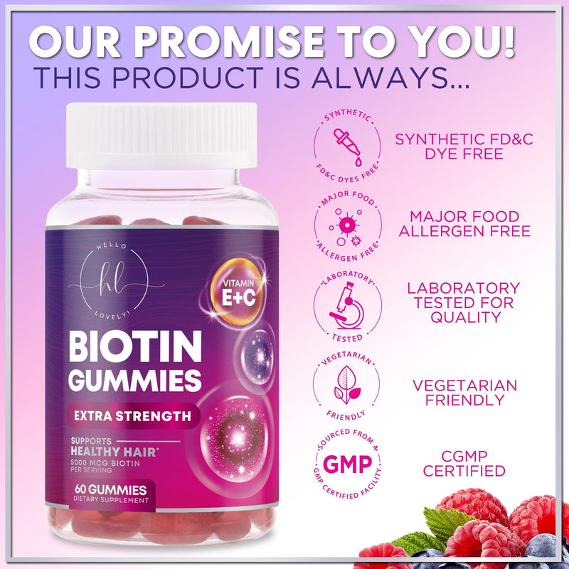 Hair Vitamins Gummies Biotin 5000 mcg – Hair Growth Support for Women