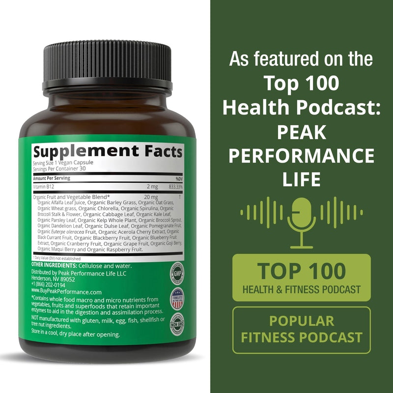 Methyl B12 Vitamin + Whole Food Blend – Vegan Methylcobalamin, 30 Day Supply