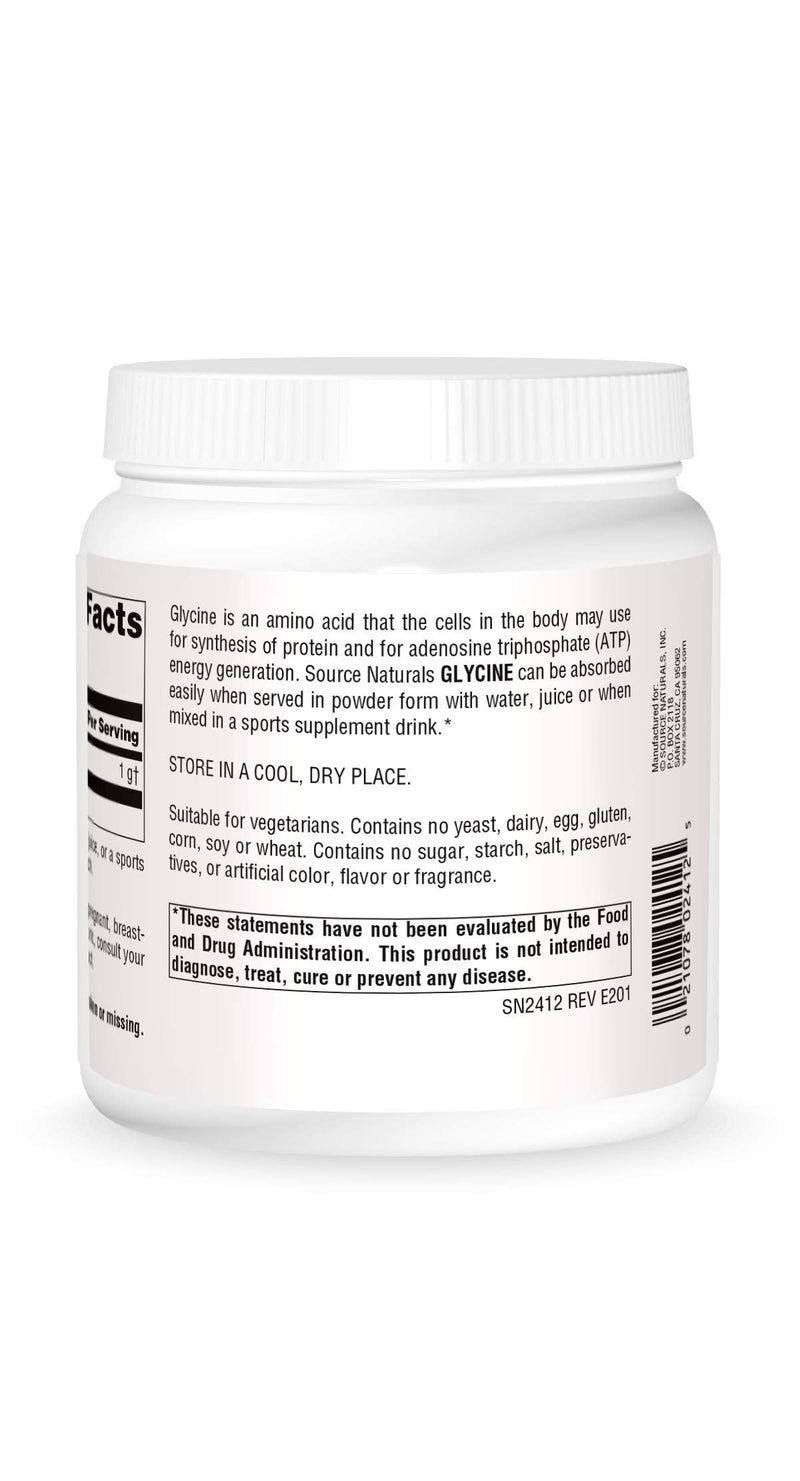 Source Naturals Glycine Powder – Protein Synthesis & ATP Energy Generation | 454 g (16 oz)