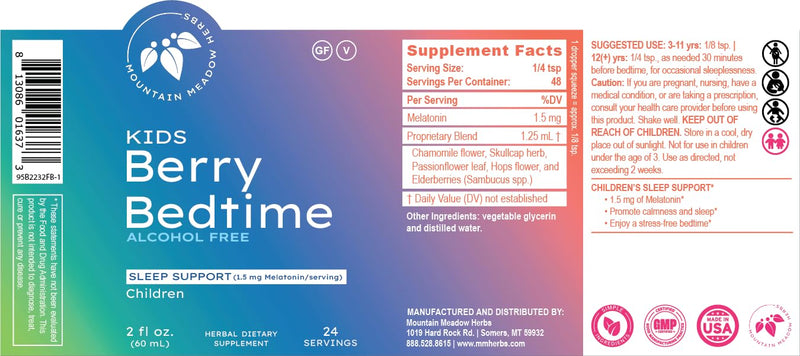 Berry Bedtime Drops for Kids – Melatonin & Herbal Sleep Support (2 oz) | Mountain Meadow Herbs