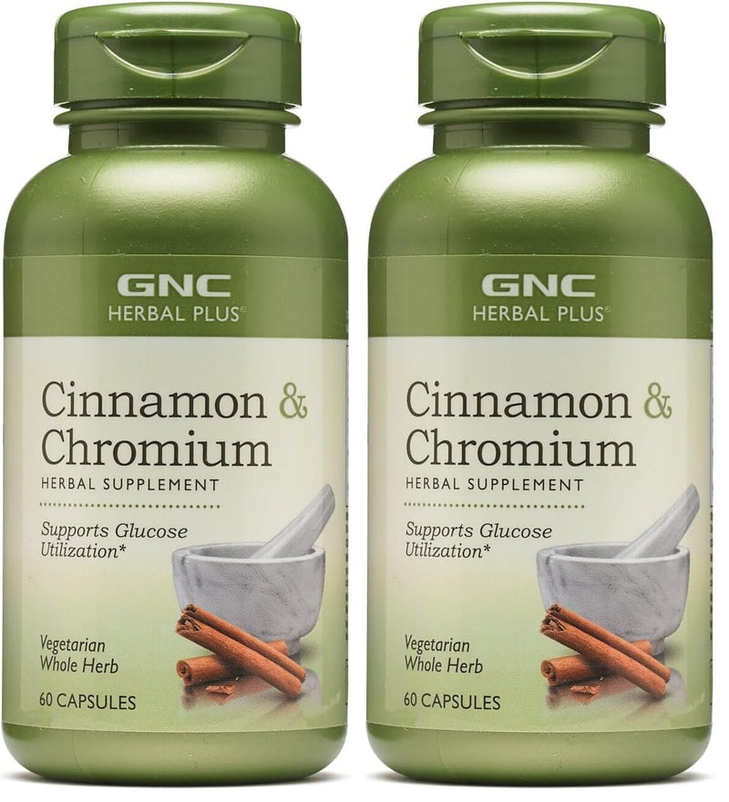 GNC Herbal Plus Cinnamon & Chromium – Vegetarian, 30 Servings (Pack of 2)