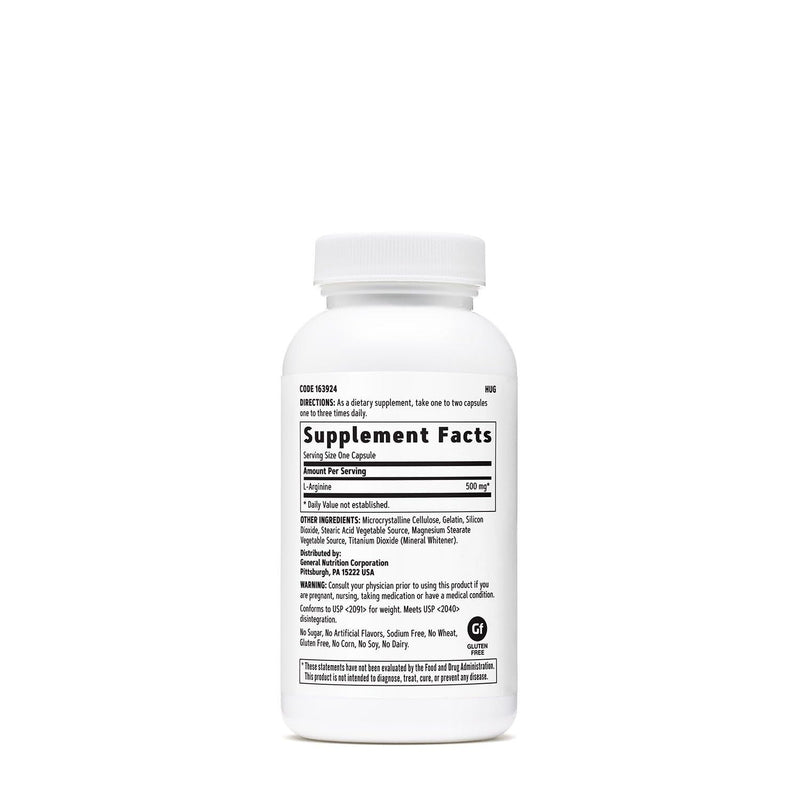 GNC L-Arginine 500mg Supplement – Supports Healthy Blood Vessel Tone | 90 Servings