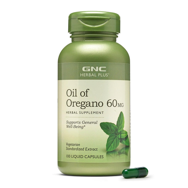 GNC Herbal Plus Oil of Oregano 60mg – Vegetarian Supplement for General Well-Being, 100 Servings