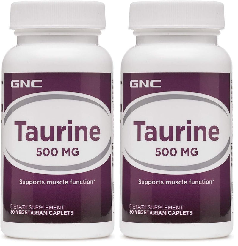 GNC Taurine 500mg – 50 Caplets (Pack of 2) | Supports Muscle Function