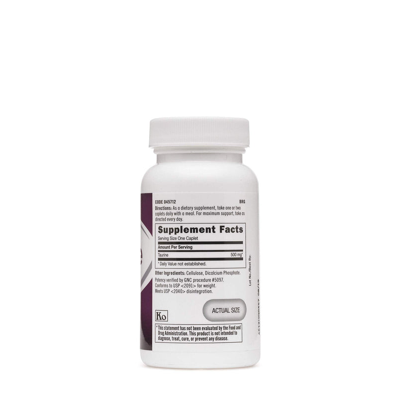 GNC Taurine 500mg – 50 Caplets (Pack of 2) | Supports Muscle Function