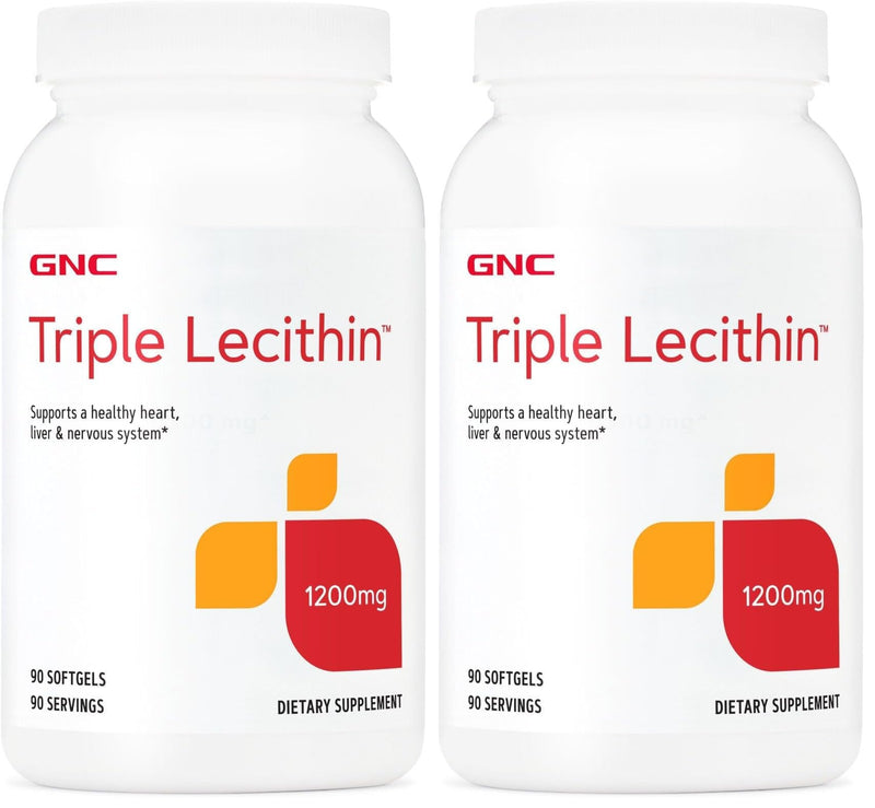 GNC Triple Lecithin 1200mg – Heart, Liver & Nervous System Support (Pack of 2, 90 Servings)