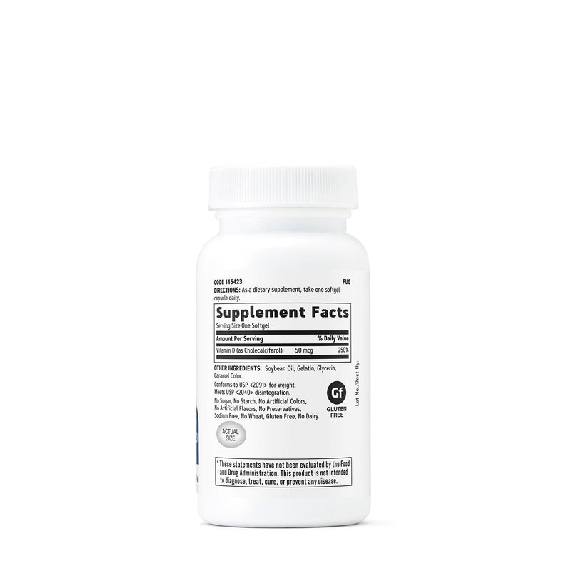 GNC Vitamin D3 50 mcg Supplement – Supports Teeth & Bone Health | 180 Servings (Pack of 2)