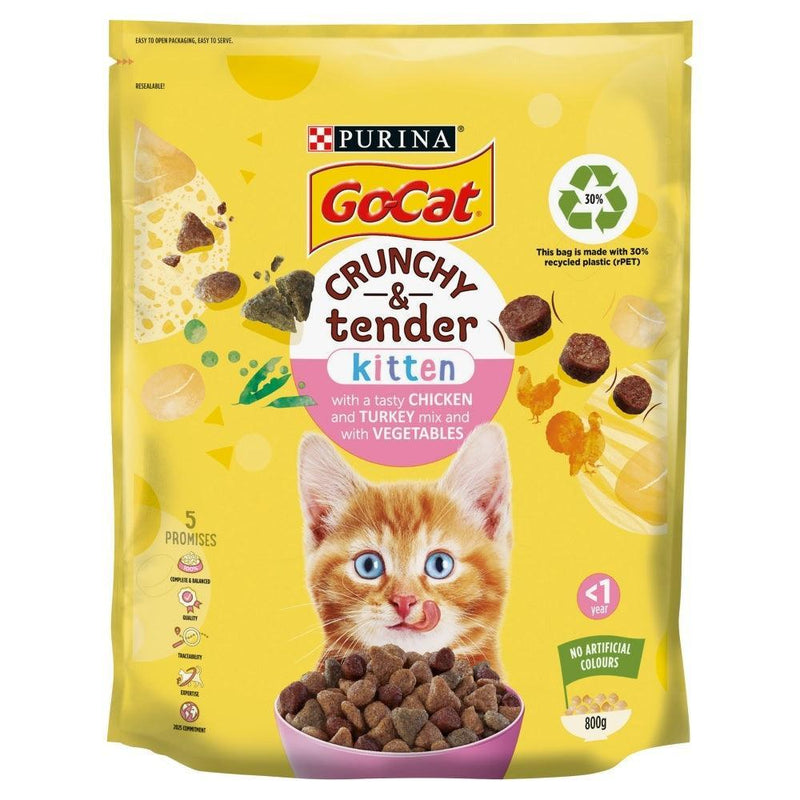 Go-Cat Crunchy & Tender Kitten Chicken, Turkey & Veg 800g