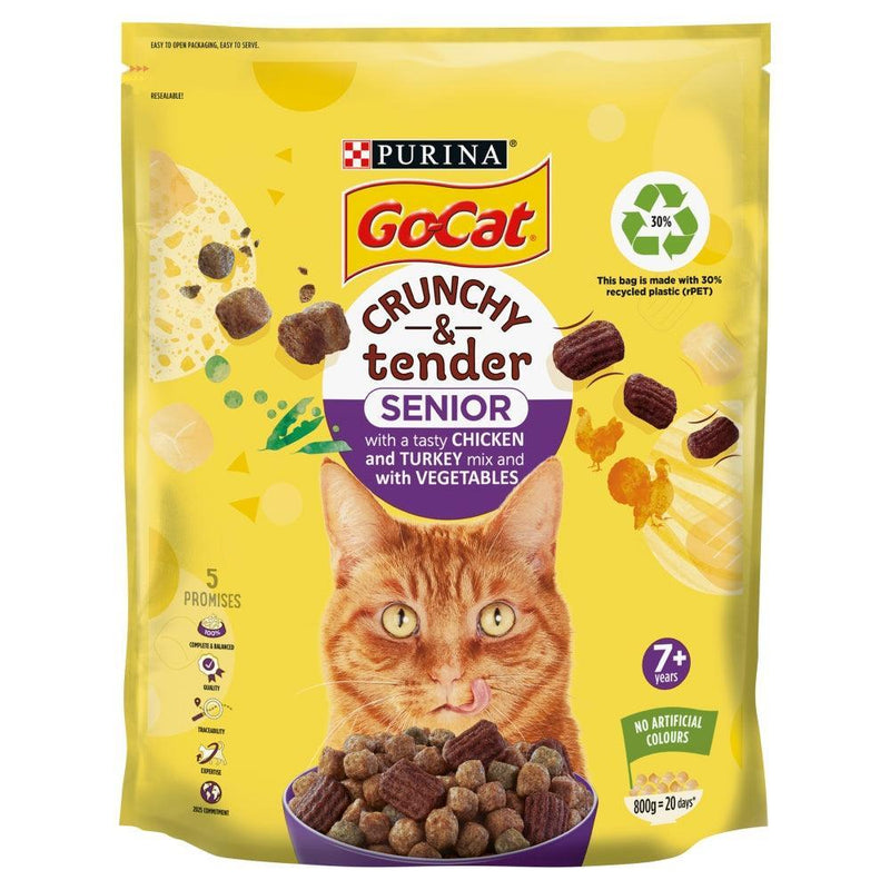 Go-Cat Crunchy & Tender Senior Chicken Turkey & Veg  800g