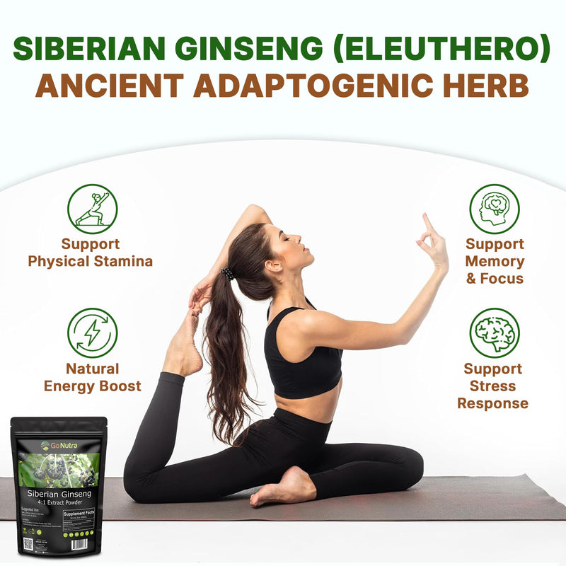 Go Nutra Siberian Ginseng - Eleuthero Root Powder 4:1 Extract, 1lb