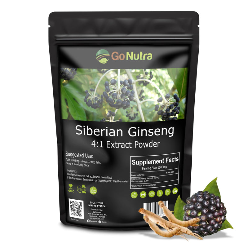Go Nutra Siberian Ginseng - Eleuthero Root Powder 4:1 Extract, 1lb
