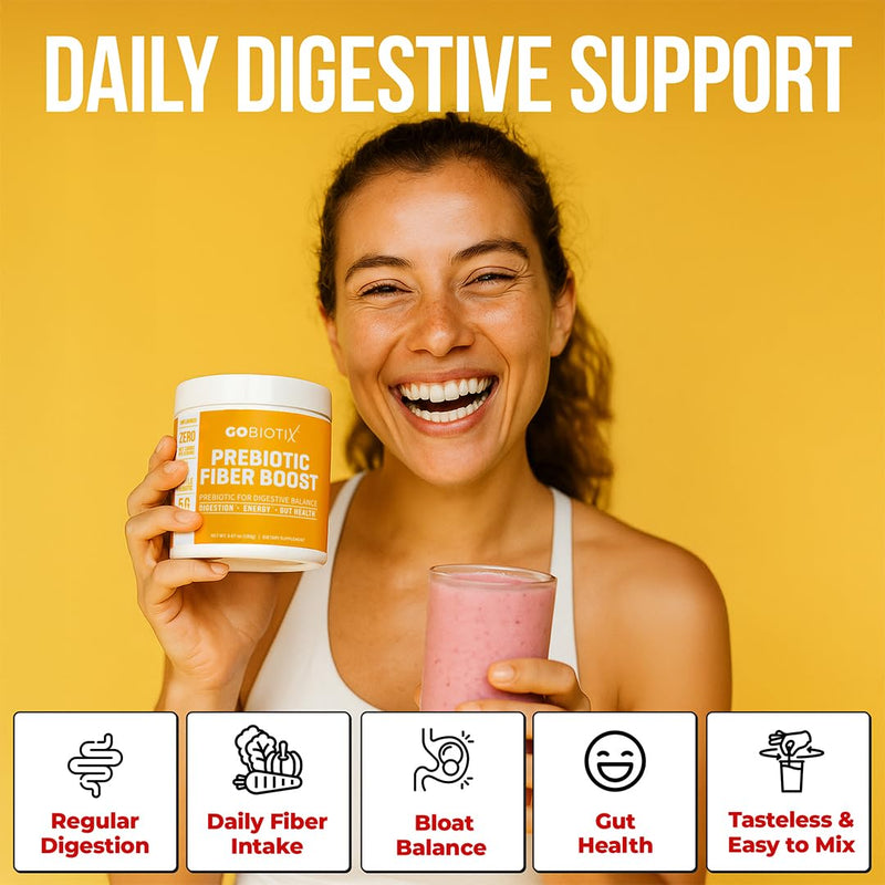 GOBIOTIX Fiber Supplement Powder with Prebiotics – Digestive Health, GLP-1 Support, Keto & Vegan | 35 Servings