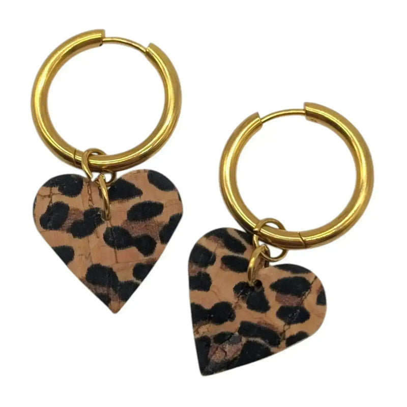 Gold and leopard mini heart cork charms