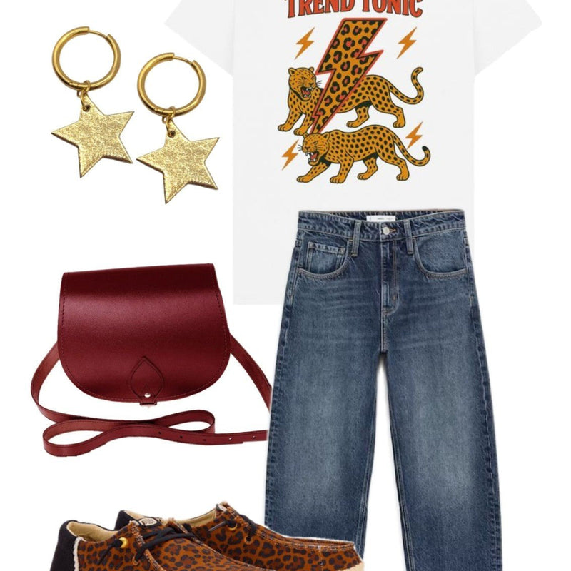 Gold and leopard mini star cork charms
