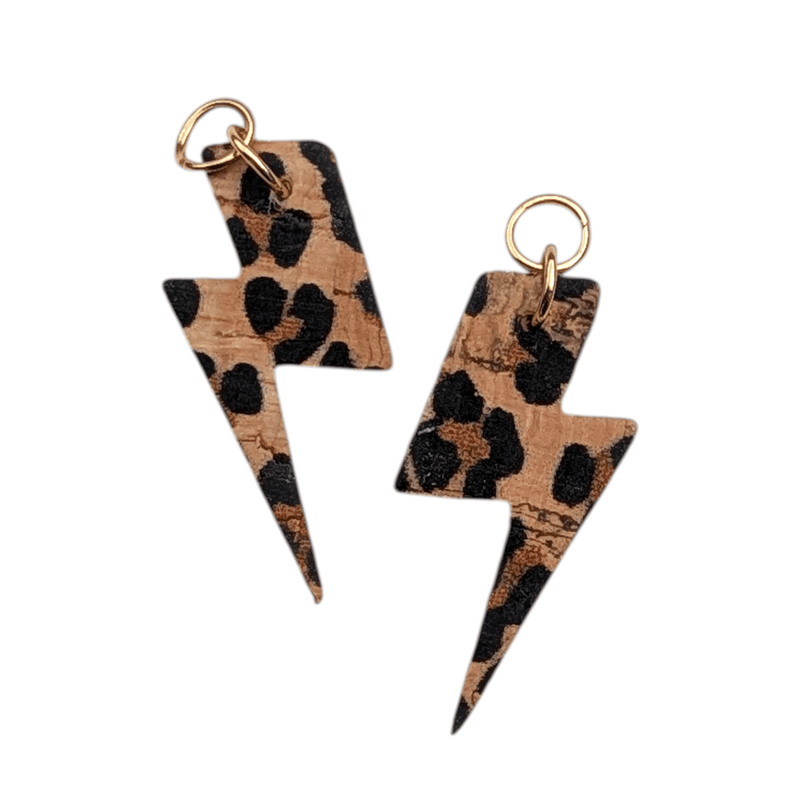Gold and leopard mini lightning bolt cork charms