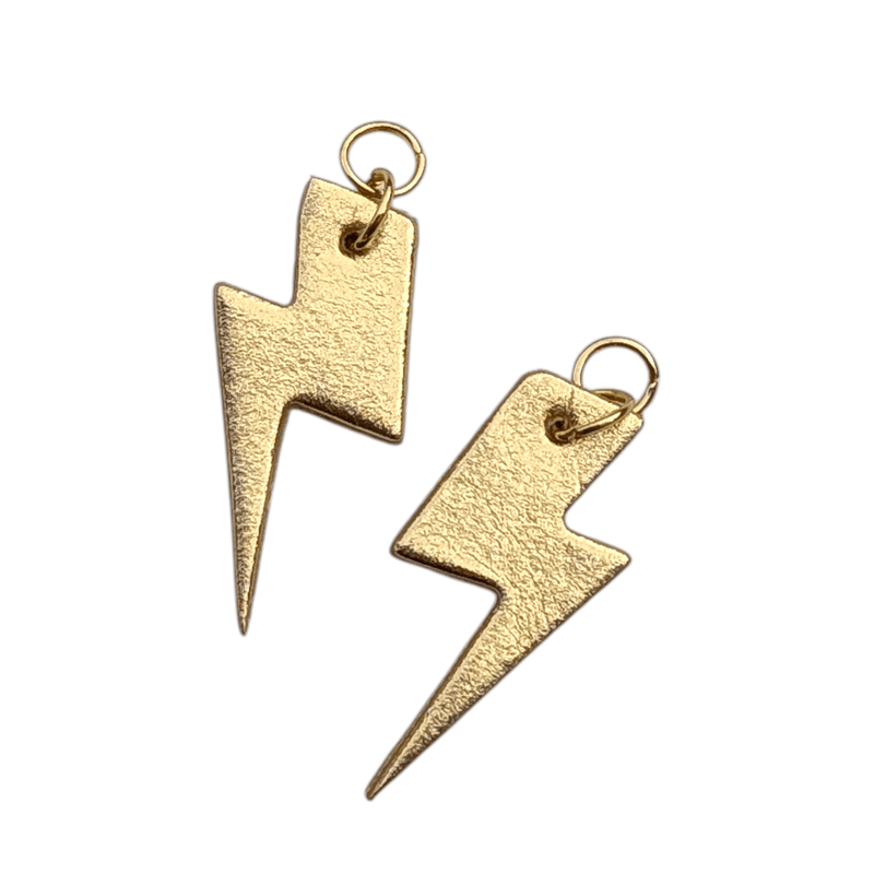 Gold and leopard mini lightning bolt cork charms