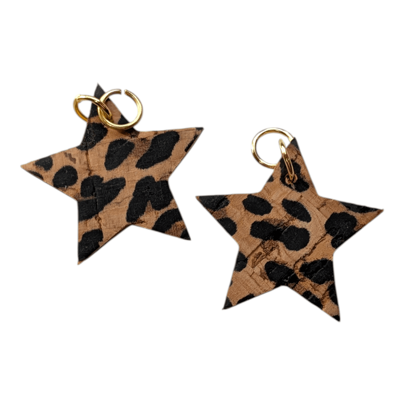 Gold and leopard mini star cork charms