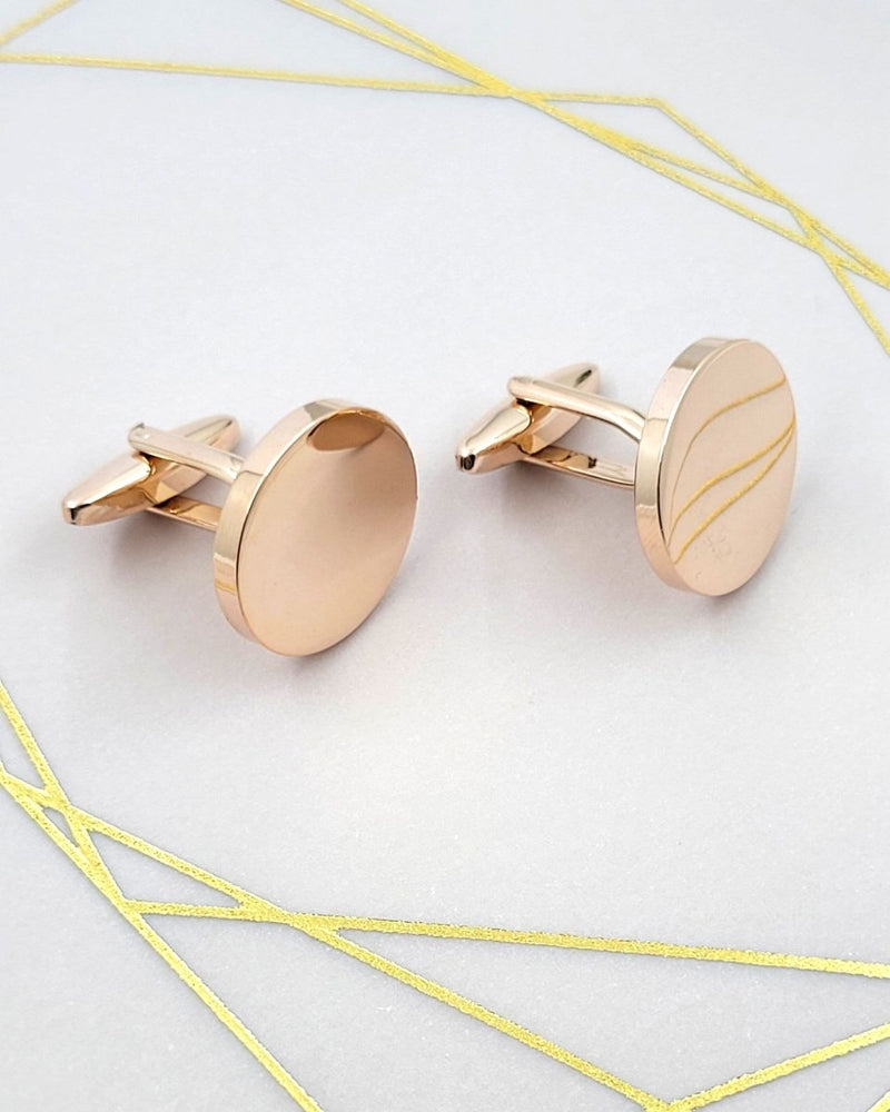 Personalised Round Gold Cufflinks – Photo Engraved in Chrome Case for Groom, Best Man & Father of Groom