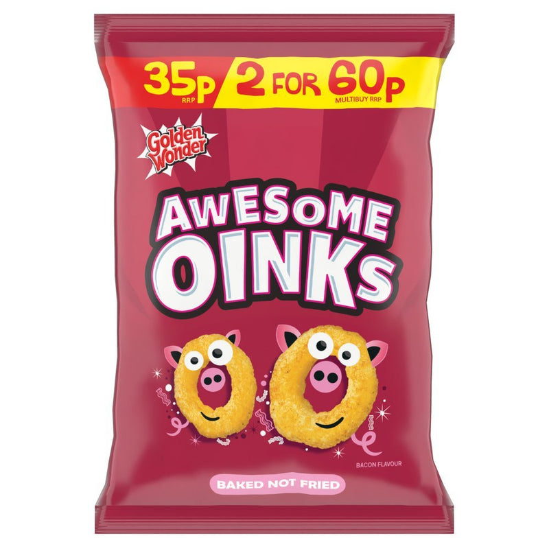 Golden Wonder Awesome Oinks Bacon Flavour 22g (Box of 36)